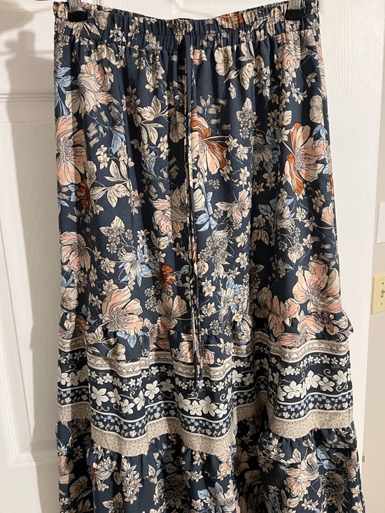 Sienna Sky Dresses & Skirts - Sienna Sky Navy Floral Tiered Maxi Skirt with Drawstring